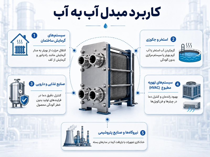کاربرد مبدل آب به آب در صنایع مختلف